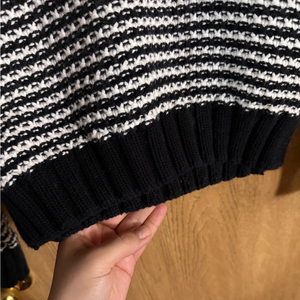 Pistola Black White Striped 100% Cotton Chunky Knit Sweater size XS Minimalist - Picture 5 of 5